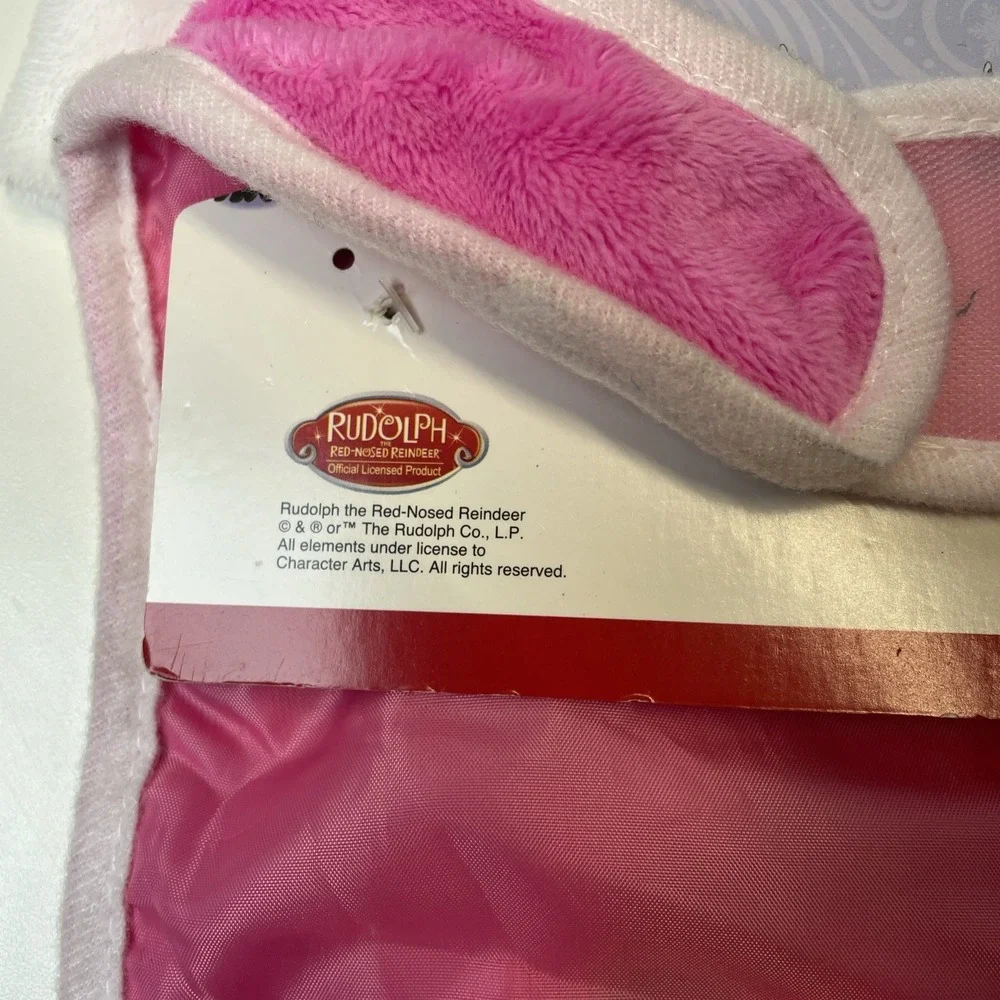 NWTRudolph the Red Nosed Reindeer Clarice Baby Pink First Christmas Hat‎ Bib